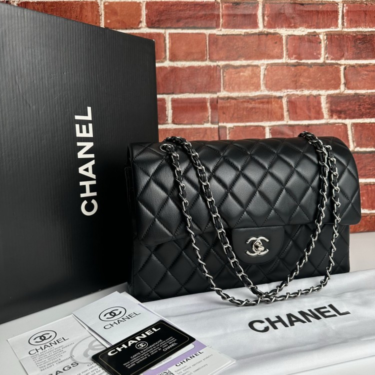 CHNL FLAP BAG 3,55 BUYUK BOY %100 HAKİKİ DERİ SİYAH